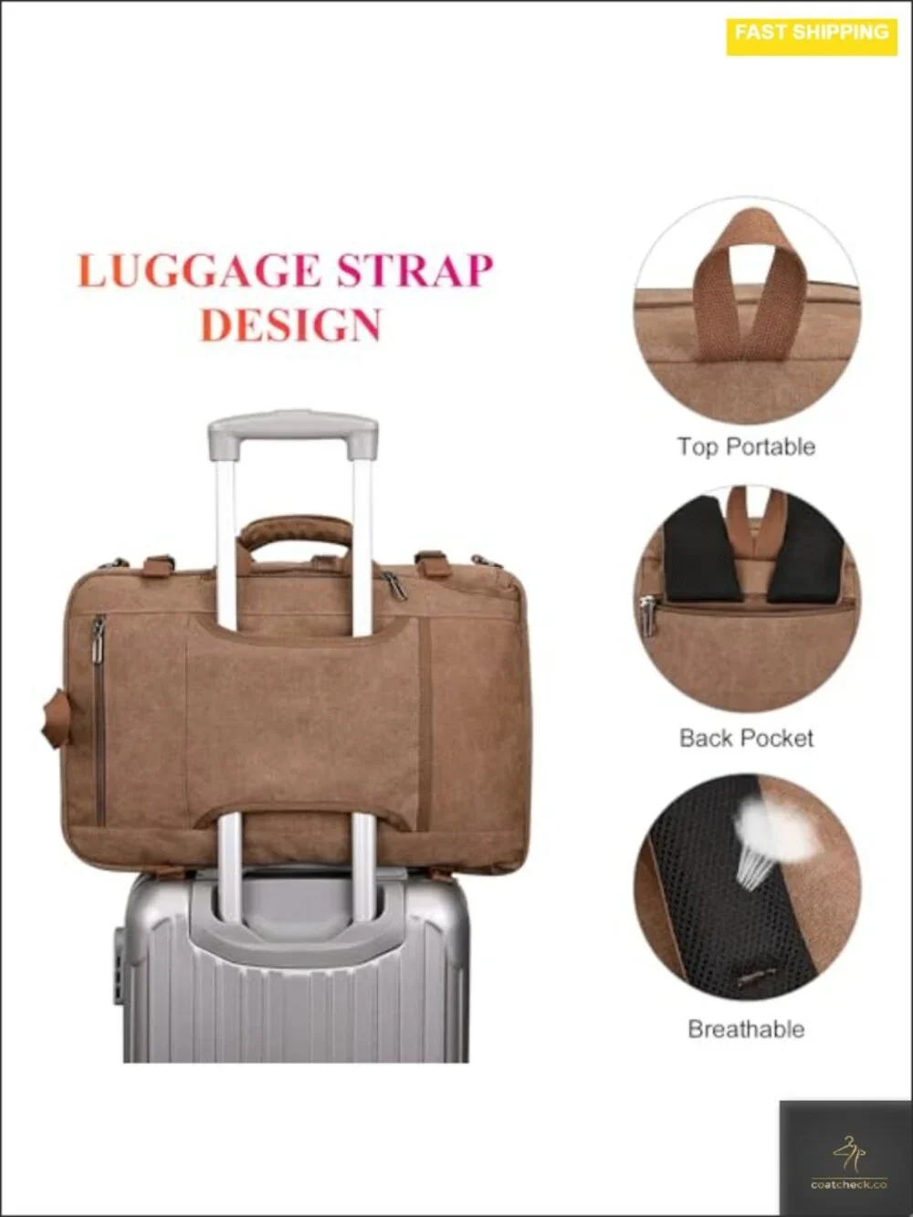 Expandable Canvas Laptop Backpack for Men Convertible Travel Rucksack 32L to